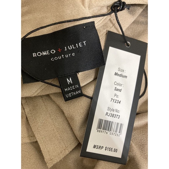 Romeo & Juliet Couture Draped Jacket Faux Suede Sand Color Self Tie Size M NWT - Picture 5 of 6